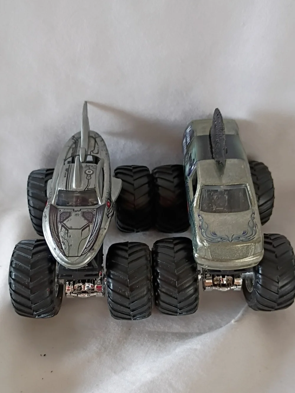 EUC Hot Wheels Monster Jam Mohawk Warrior And Cyborg Shark Trucks Pair Of 2